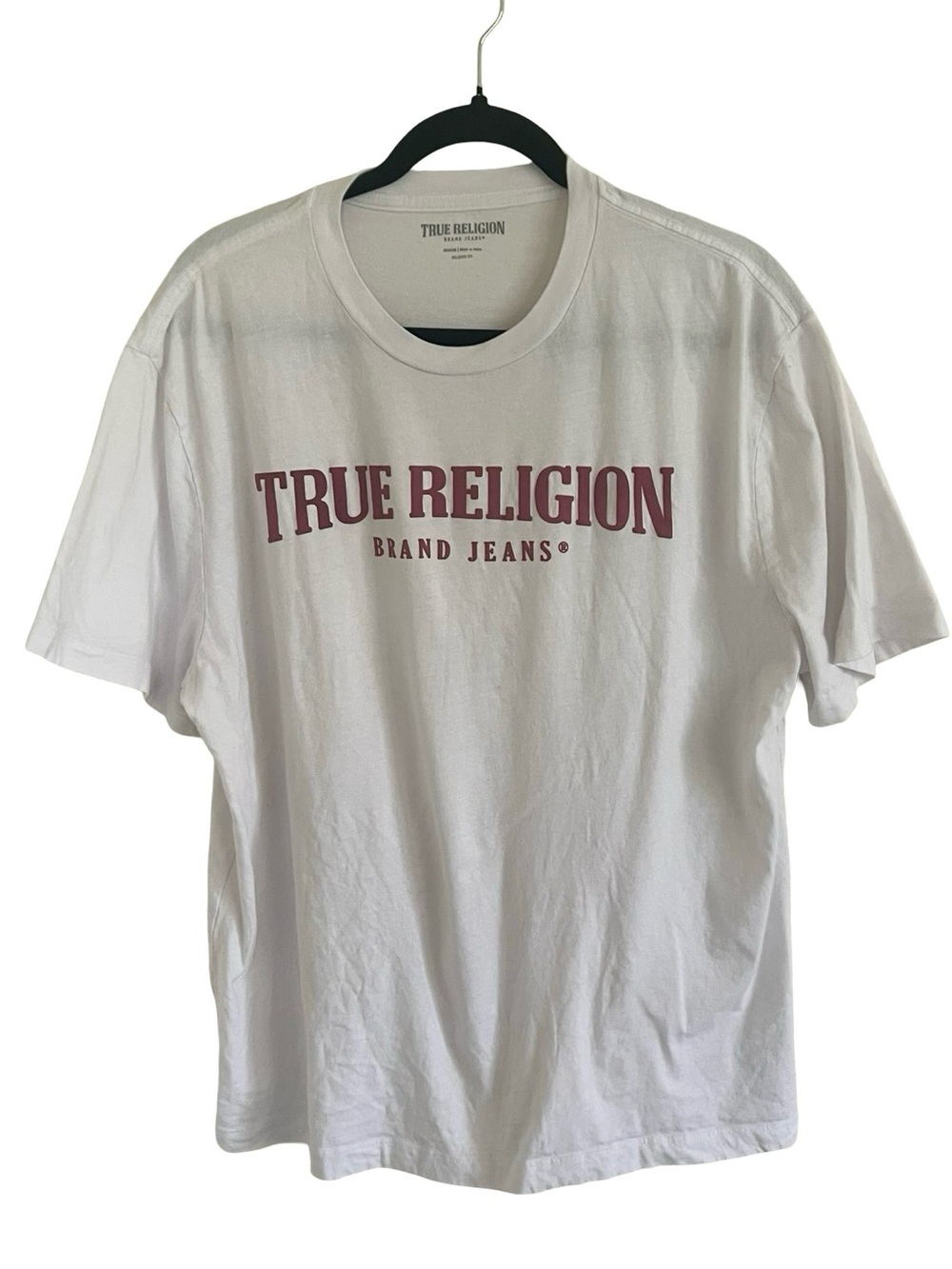 True Religion White Cotton Short Sleeve Logo Tee Medium